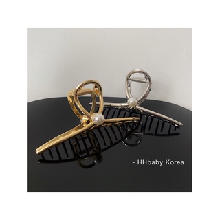 【HHBABY】韓國極簡風~法式優雅金屬珍珠抓夾復古網紅鯊魚夾髮夾21103-26