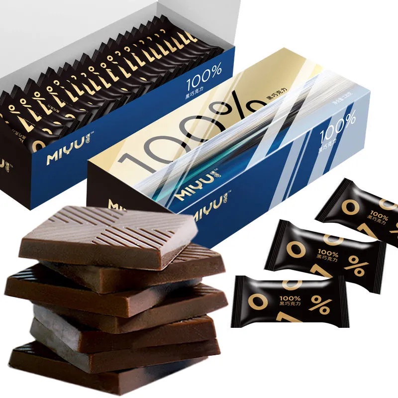 純可可脂黑巧克力100%盒裝120g代餐充饑健身休閑零食辦公室零食