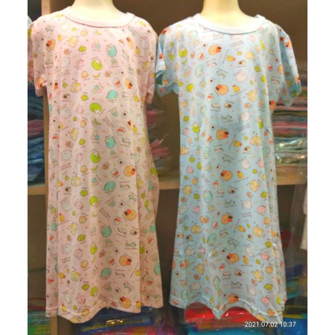 短袖睡裙/正版授權 台灣製 純綿 小童 角落生物 圓領 短袖 睡衣 睡裙