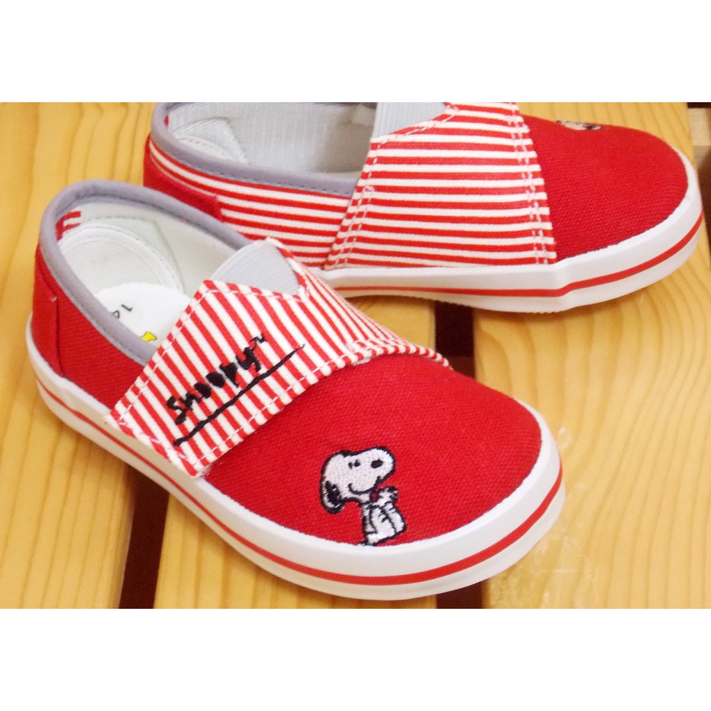 &lt;正版&gt; Snoopy史努比 小童帆布 魔鬼氊休閒鞋【718622】紅色 台灣製 尺寸: 13~16公分