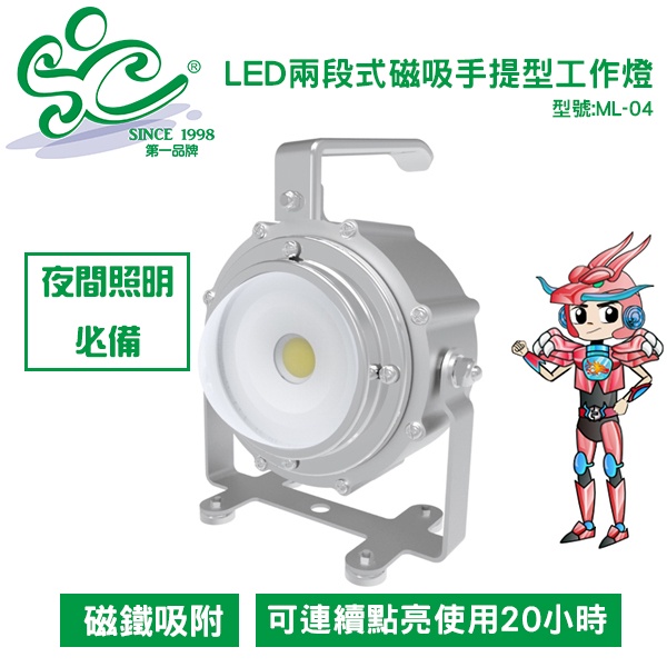 LED 型號:ML-04兩段式磁吸手提型工作燈(手電筒 戶外 手提 移動 魚眼鏡頭 停電 登山露營 工作燈 夜釣 巡