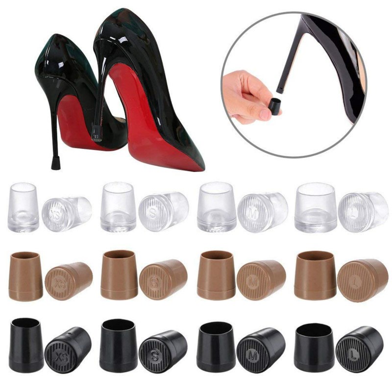 2pcs 女式高跟鞋套方形 TPU / PVC 材料柔軟的阻尼腳跟保護器消音器防滑腳跟保護套