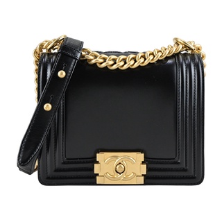 【全新真品】CHANEL 香奈兒經典BOY系列菱格粒紋小牛皮迷你翻蓋斜揹包(黑色)｜JS Maxx官方旗艦館