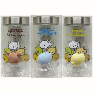 7-11 SAN-X x Mochi家族 拉拉熊 角落生物☆珪藻土防潮公仔儲物罐1000ml☆1套3款【特價600元】