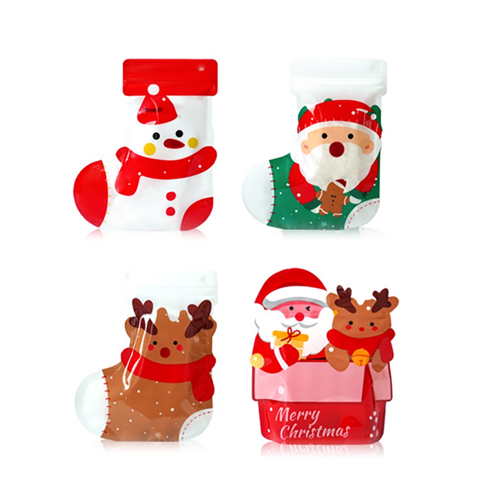 聖誕襪造型(雙面印刷)夾鍊袋3入【久大文具】1404