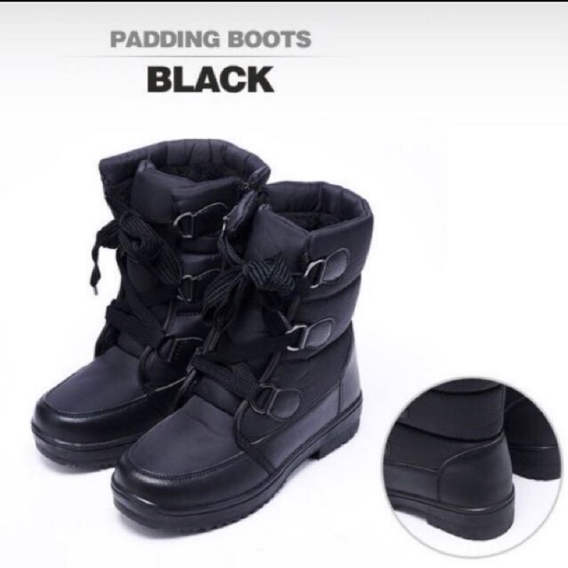 韓國 黑色 雪靴 冰爪 靴子 中筒靴