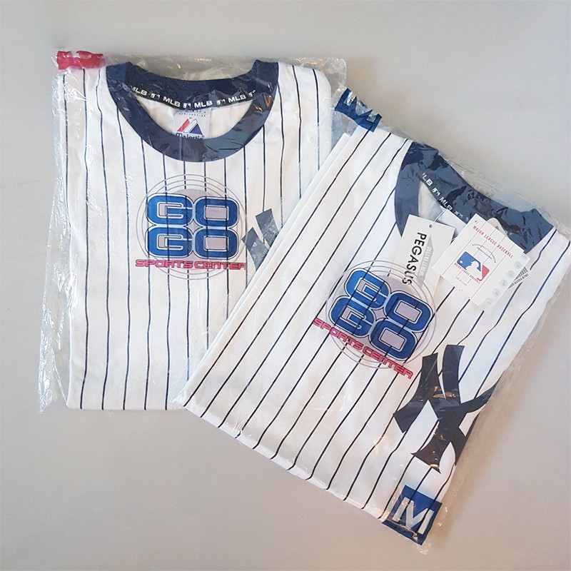 MLB 美國職棒大聯盟｜ 王建民, 球衣, T-Shirt , T恤, 紐約洋基隊, 正版授權(線條白)