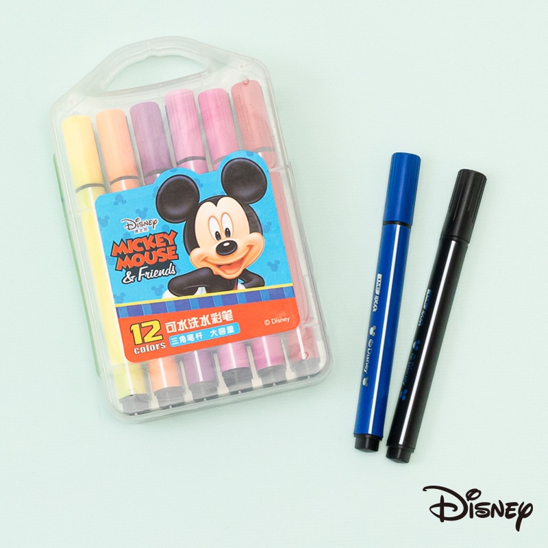 迪士尼｜米奇12色盒裝三角桿彩色筆 米奇 彩色筆 筆 美術 文具 兒童 創意 LJ148 文具旗艦店