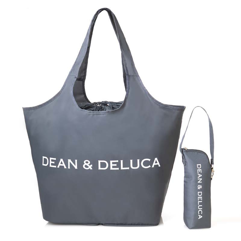 日本限定 DEAN&amp;DELUCA 灰色兩件組 手提包托特包單肩包 束口袋購物袋+保溫包保冷包水壺套 雜誌附錄