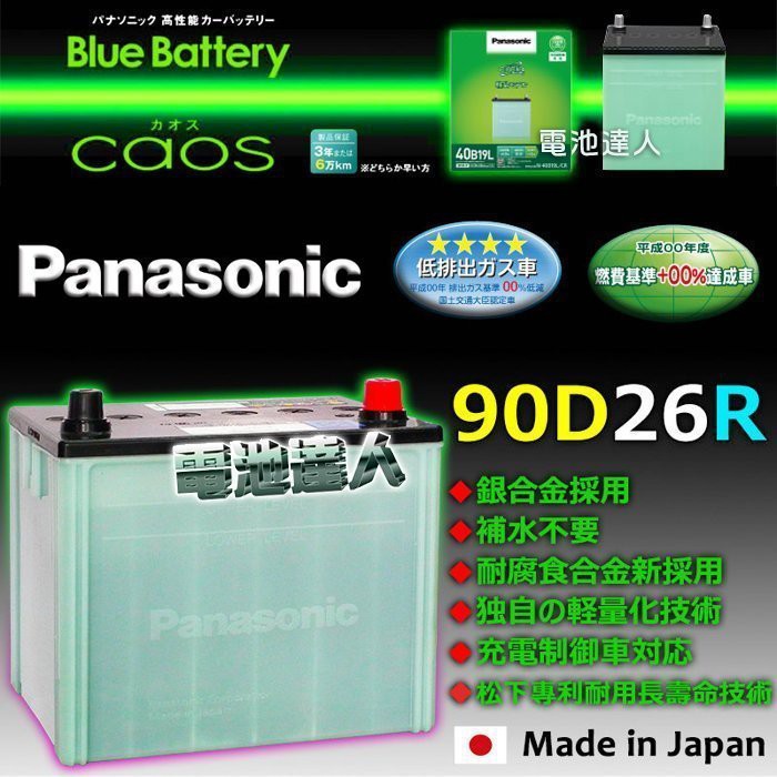 新莊【電池達人】日本國際牌 汽車電池 90D26R LEXUS 凌志 IS250 IS300 GS430 GS460