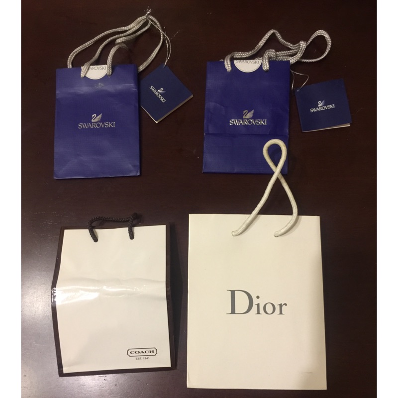 各類名牌紙袋：coach,Dior,施華洛世奇，D&amp;C束口袋