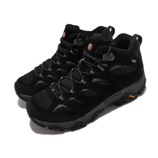 Merrell 戶外鞋 Moab 3 Mid GTX 防水 男鞋 真皮 登山 越野 耐磨 黃金大底 避震 黑灰