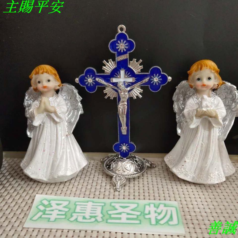 善誠基督教禮品天主教圣物樹脂祈禱小天使加十字架擺件套裝 蝦皮購物