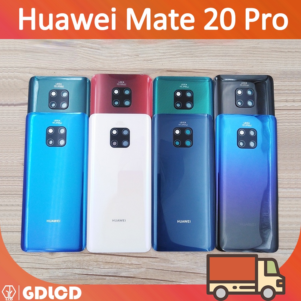 華為 Mate 20 Pro 玻璃後蓋後門外殼電池盒更換維修零件, 用於帶相機鏡頭 + 徽標的 Mate20 Pro