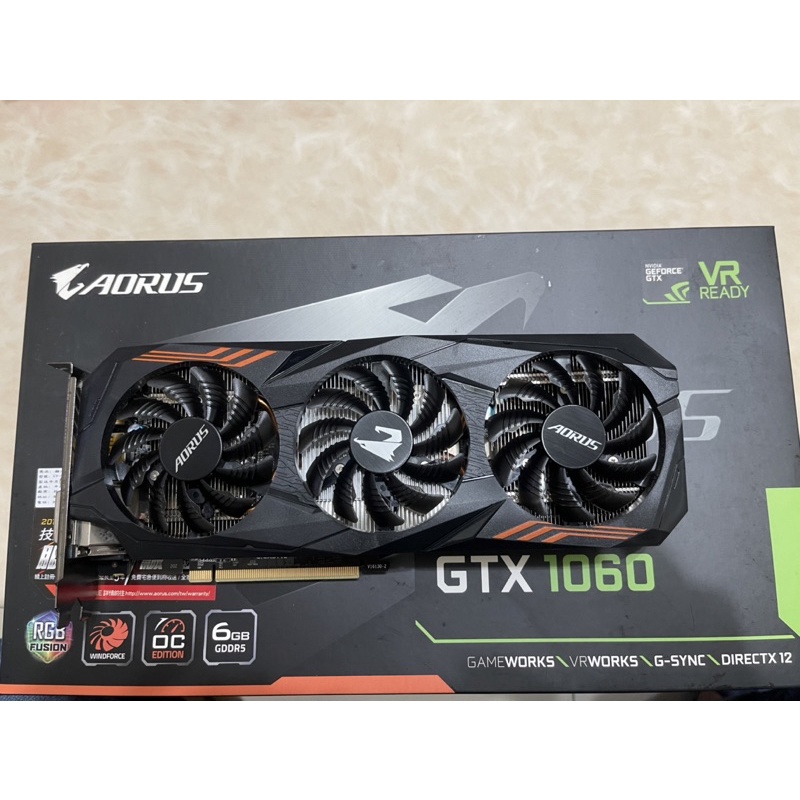 保固內 技嘉 Gigabyte AORUS GeForce® GTX 1060 6G  (rev. 2.0) 顯卡