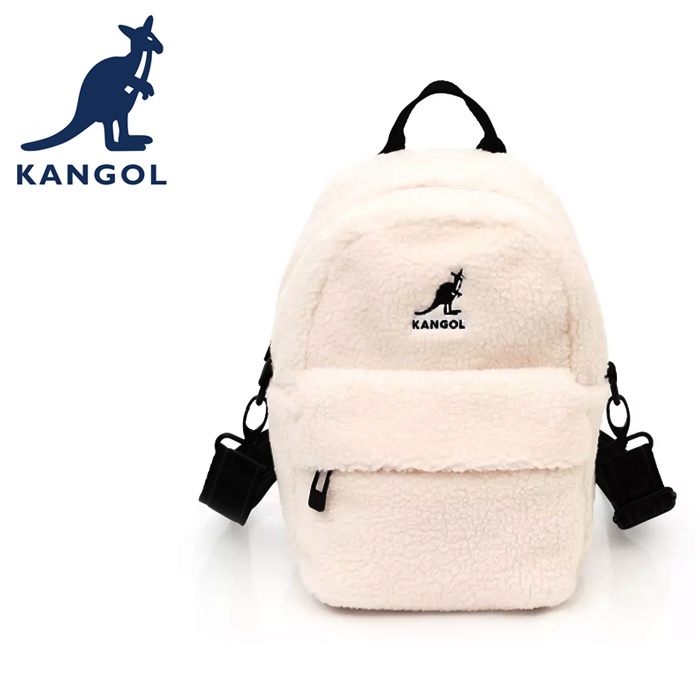 KANGOL 英國袋鼠 側背包 斜背包 後背包 兩用包 61551741 米白 黑色 絨毛包