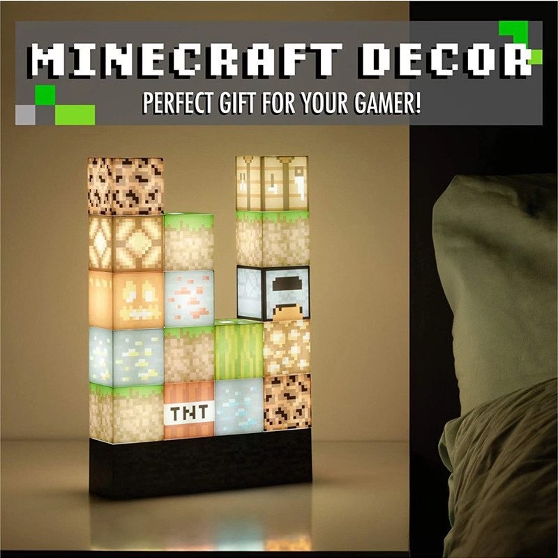 Minecraft我的世界 創世神積木式建築燈 小夜燈 USB積木夜燈 生日創新禮物 交換禮物 小朋友禮物 情人節驚喜