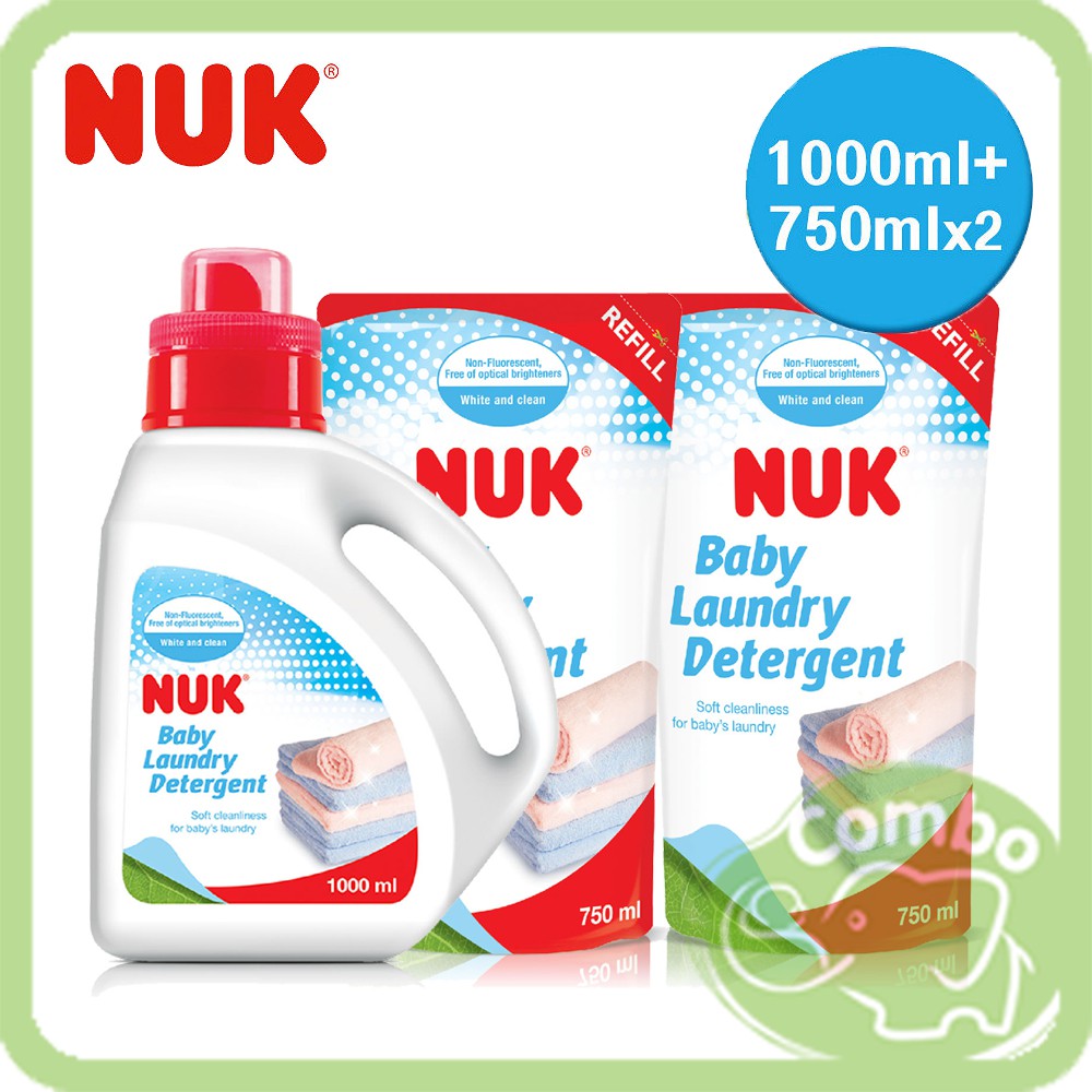 德國 NUK 嬰兒洗衣精 洗衣精 (1000ml/1罐+750ml/2包)