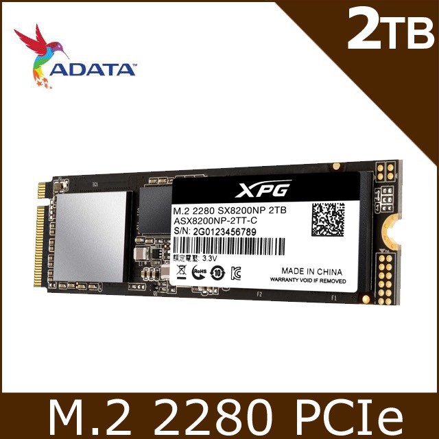 ADATA威剛 XPG SX8200 Pro 2TB M.2 2280 PCIe SSD固態硬碟