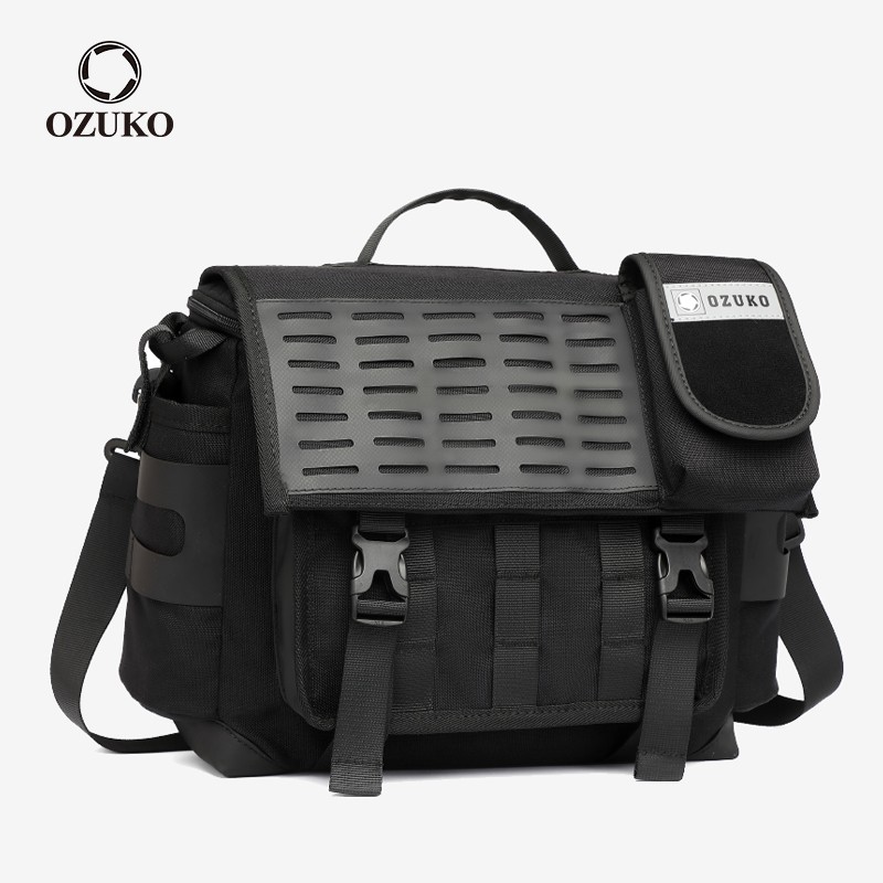 Ozuko 男士時尚戶外大容量功能防水牛津旅行斜背包