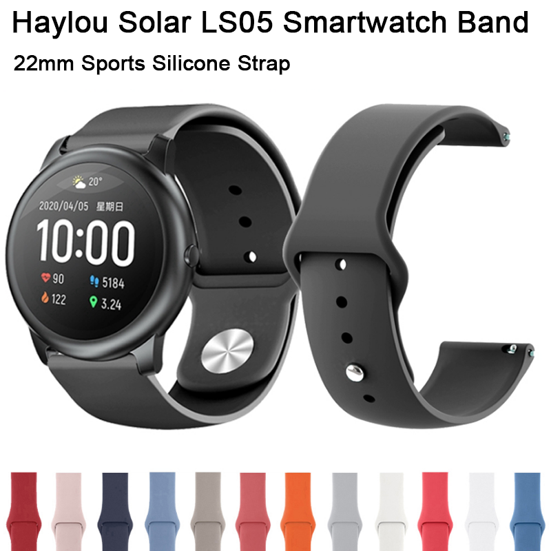 極簡多彩矽膠錶帶 適用小米Haylou Solar LS05 錶帶手鍊 LS05 智能手錶配件 22mm 替換腕帶 時尚