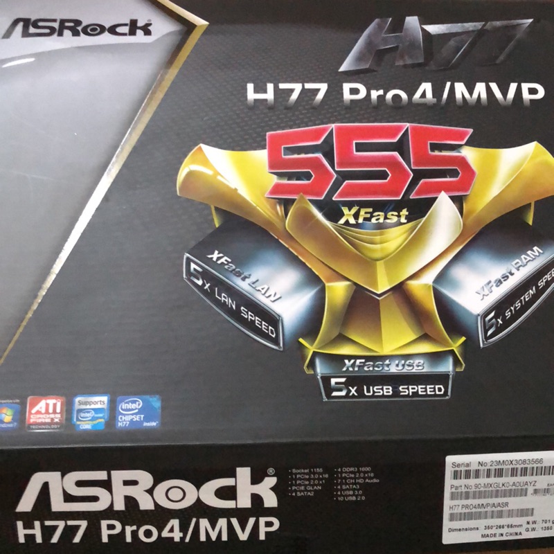 二手 華擎ASRock H77 PRO4/MVP DDR3/ATX/1155