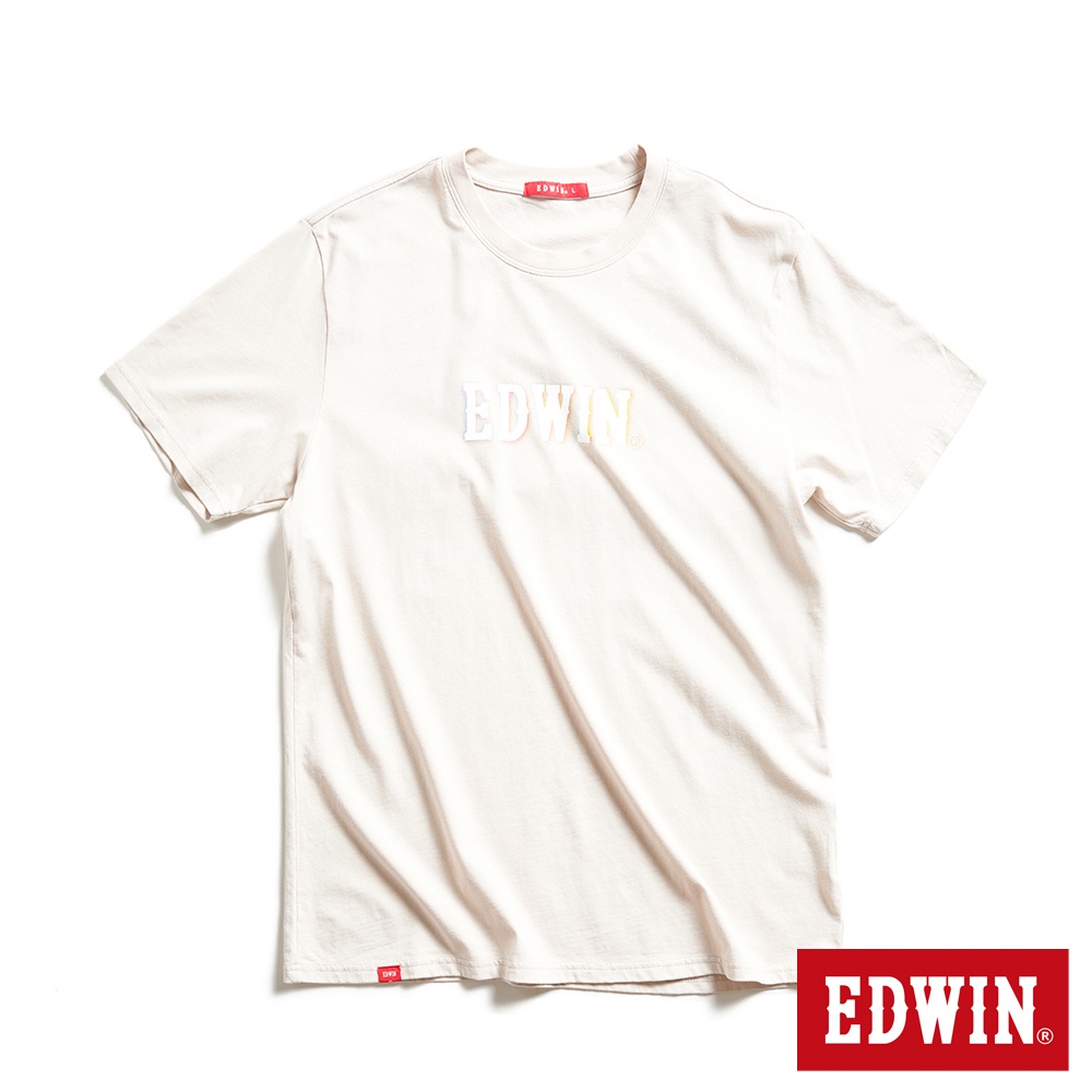 EDWIN 網路獨家 漸層LOGO短袖T恤(淺卡其)-中性款