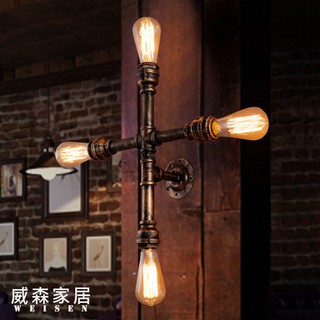 【威森家居】美式 十字消防管壁燈 現貨實木鐵藝工業風現代簡約復古吸頂燈吊燈檯燈大廳客廳臥室燈具LED設計師L170913