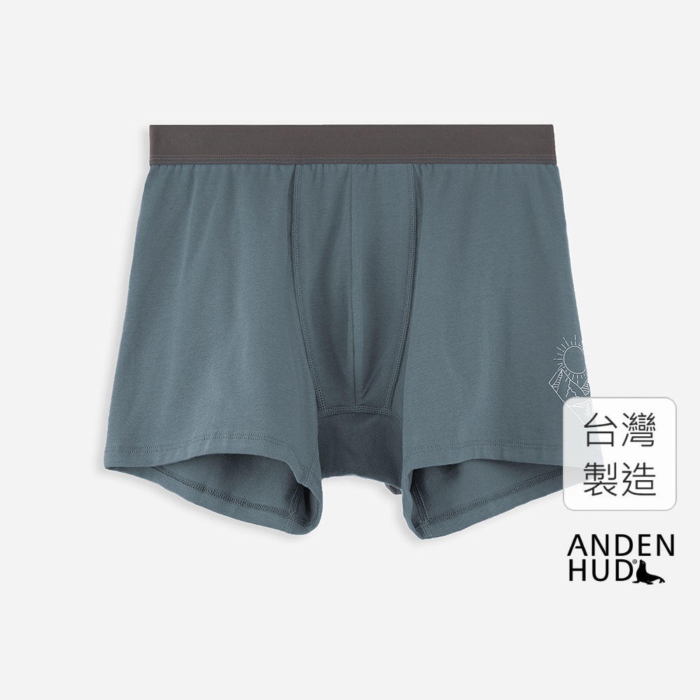 【Anden Hud】男款_公路旅行．長版腰帶平口內褲(蜃樓藍-日出山) 台灣製