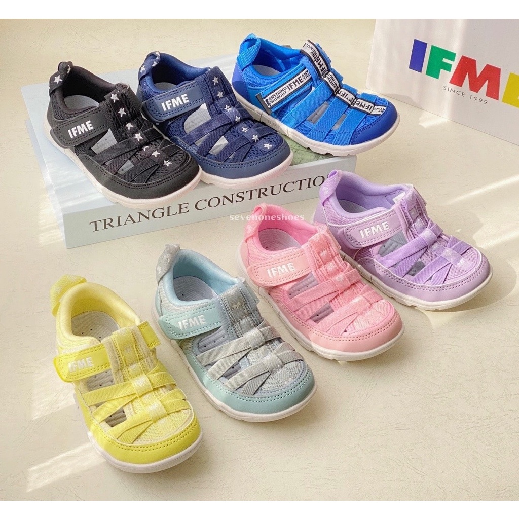7+1童鞋(F401黑/藍F400黃/粉E499紫/藍綠E498寶藍)日本品牌IFME 機能輕量水涼鞋 15-21CM