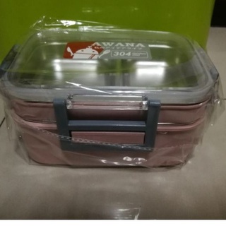 特賣-AWANA-304不鏽鋼內膽2格雙層便當盒