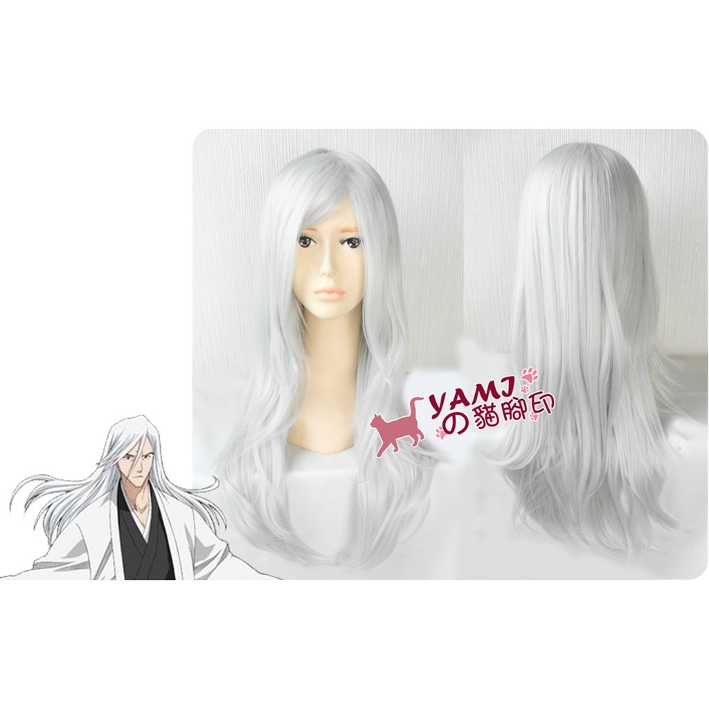 現貨 貓腳印 Bleach 死神 浮竹十四郎 十三番隊隊長 銀白色 65cm 假髮cosplay 蝦皮購物