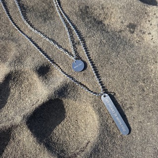 【PAGANS STORE】韓國 雙墜飾 鈦鋼 質感 字母刻印 飾品 銀飾 配件 項鍊