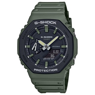 CASIO G-SHOCK 八角型錶殼雙顯錶-軍綠 (GA-2110SU-3A)