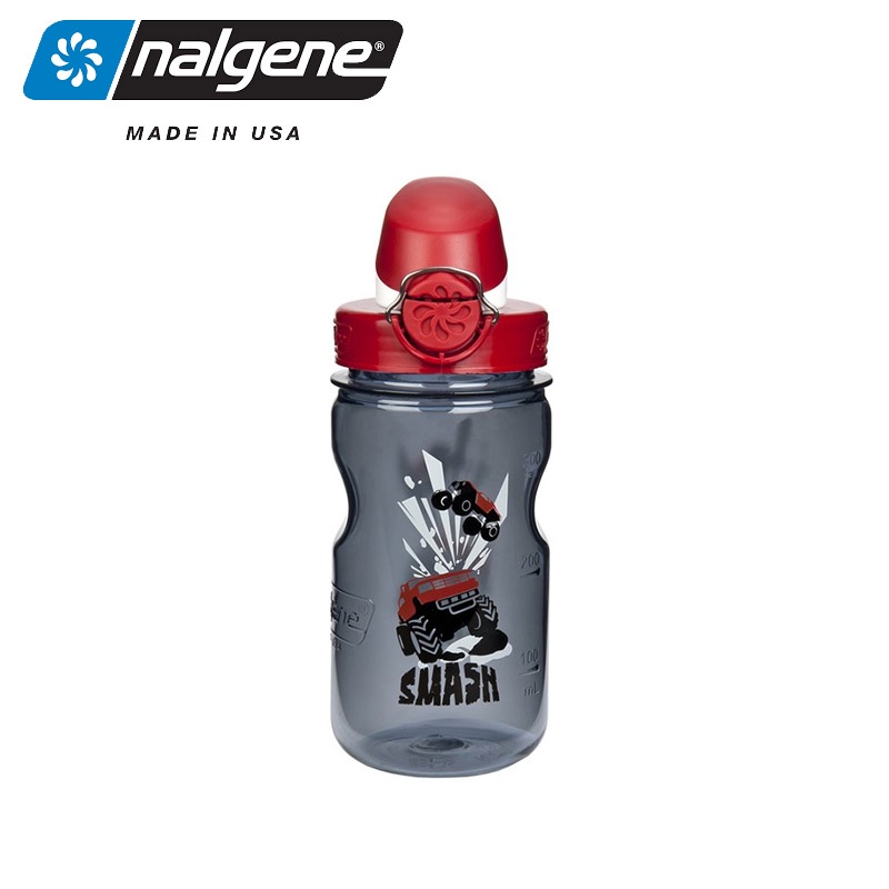 【Nalgene】OTF兒童水壺 運動水壺 375cc 大車 煙霧灰 紅 1263-0001