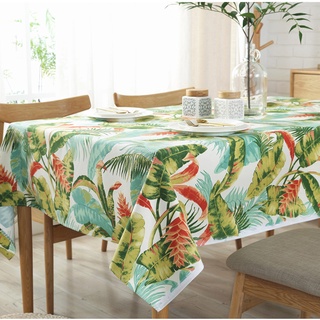 熱帶雨林餐桌布 綠色植物純棉帆布桌布 酒店台布 萬能蓋巾批發