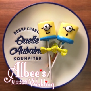 艾比婚創❤️小小兵Minions 造型巧克力棉花糖/棒棒糖