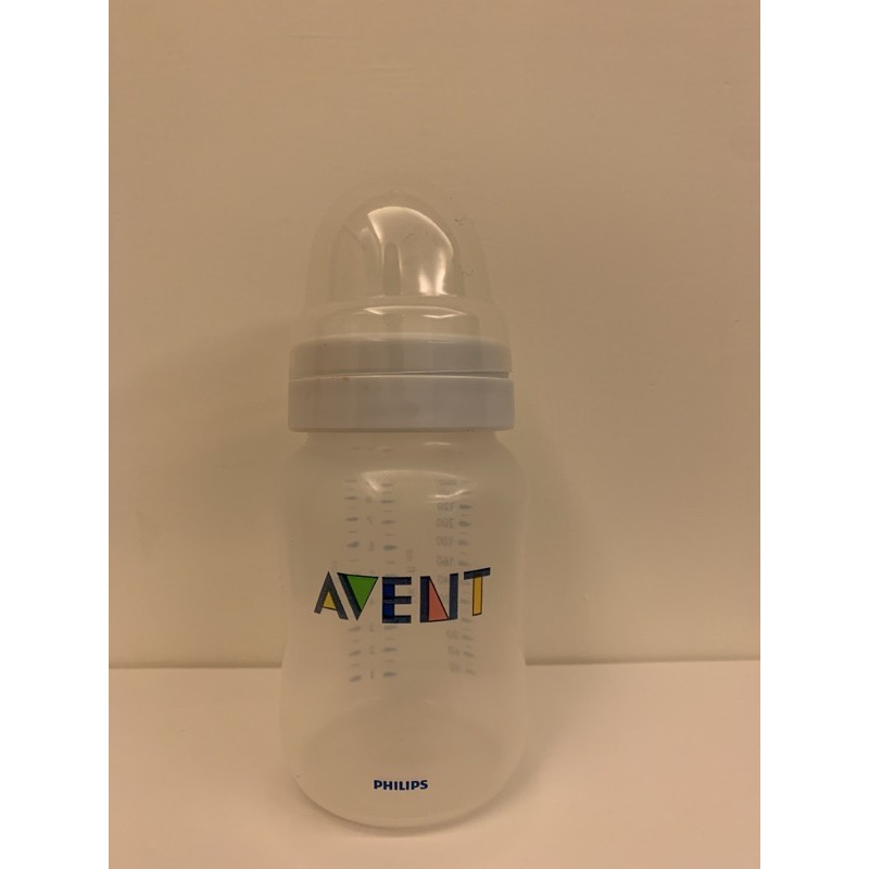 【二手】Avent PP塑膠奶瓶 塑膠奶瓶身+藍瓶環+防塵蓋+瓶蓋  260ml