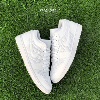 【逢甲FUZZY】W Air Jordan 1 Low Quilted 全白 小香 小香奈兒 格紋 DB6480-100