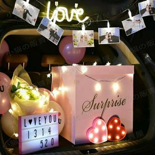 📣現貨📣後車廂佈置 驚喜 生日 求婚 告白 求婚 七夕情人節 紀念日 魚尾旗 銅線燈 字母燈 數字燈 小白球燈 照片燈夾