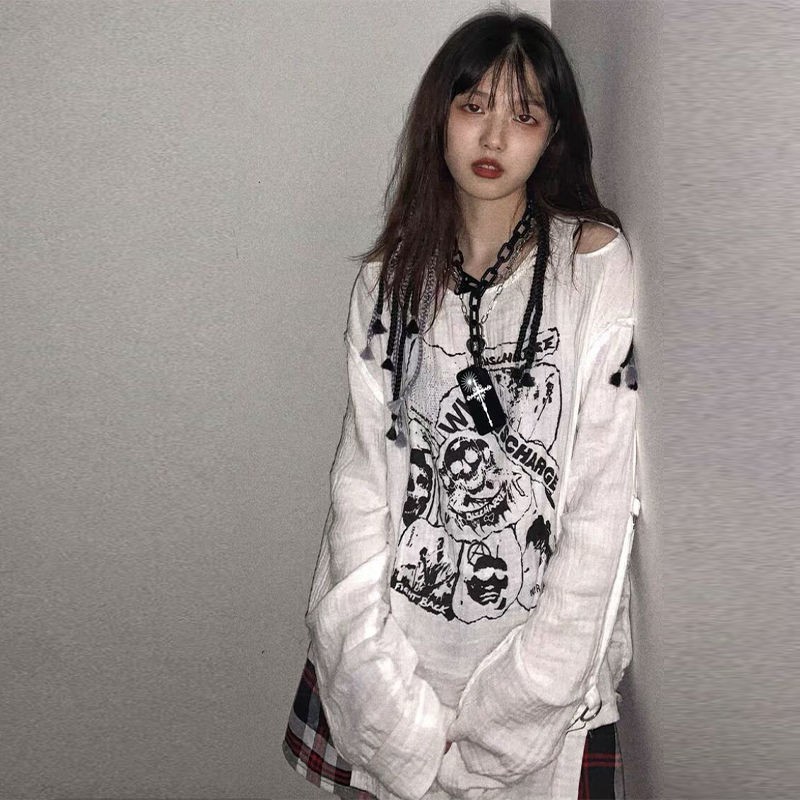 現貨 21夏季新長袖t恤insy2k千禧辣妹土酷卡通印花束縛衣朋克拘束衣 蝦皮購物