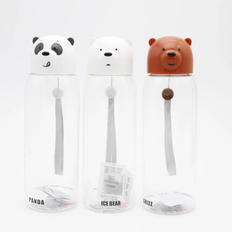 瑕疵出清🐼Miniso x We bare bears 熊熊遇見你 Tritan塑膠造型水壺540ml