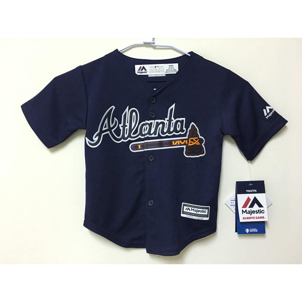 MLB 美國職棒大聯盟 亞特蘭大勇士隊 藍色 棒球衣 小童版 Majestic Atlanta Braves