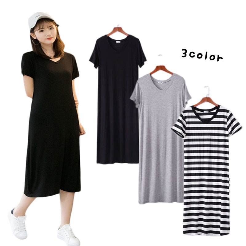 涼感連身裙休閒洋裝涼感連身長裙短袖洋裝短袖連身裙洋裝顯瘦莫代爾連身長裙居家服依多多 蝦皮購物