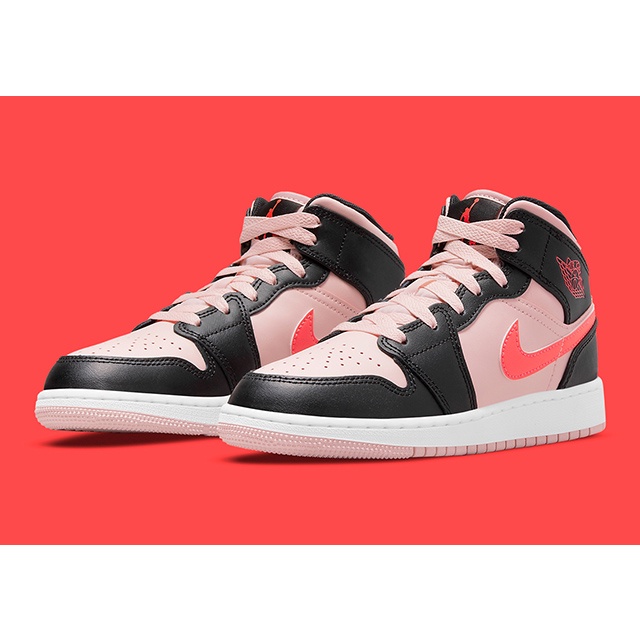 NIKE AIR JORDAN 1 MID GS AJ1 黑 粉 籃球 大童 554725-604 女鞋