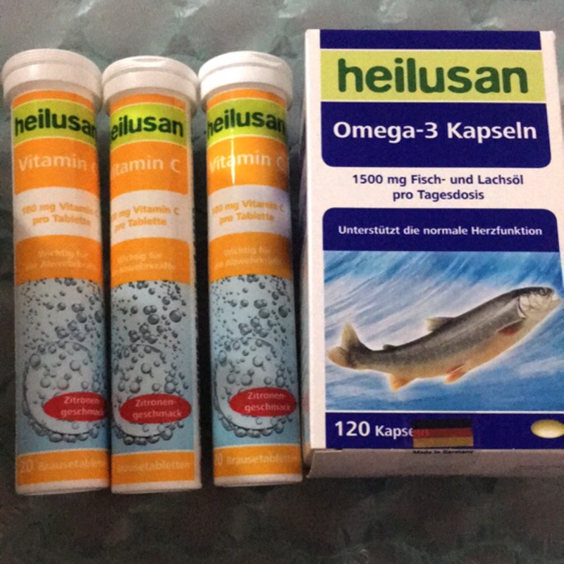 【德國Heilusan好立善】純淨深海鮭魚油 120粒 ；維他命c發泡錠20顆裝