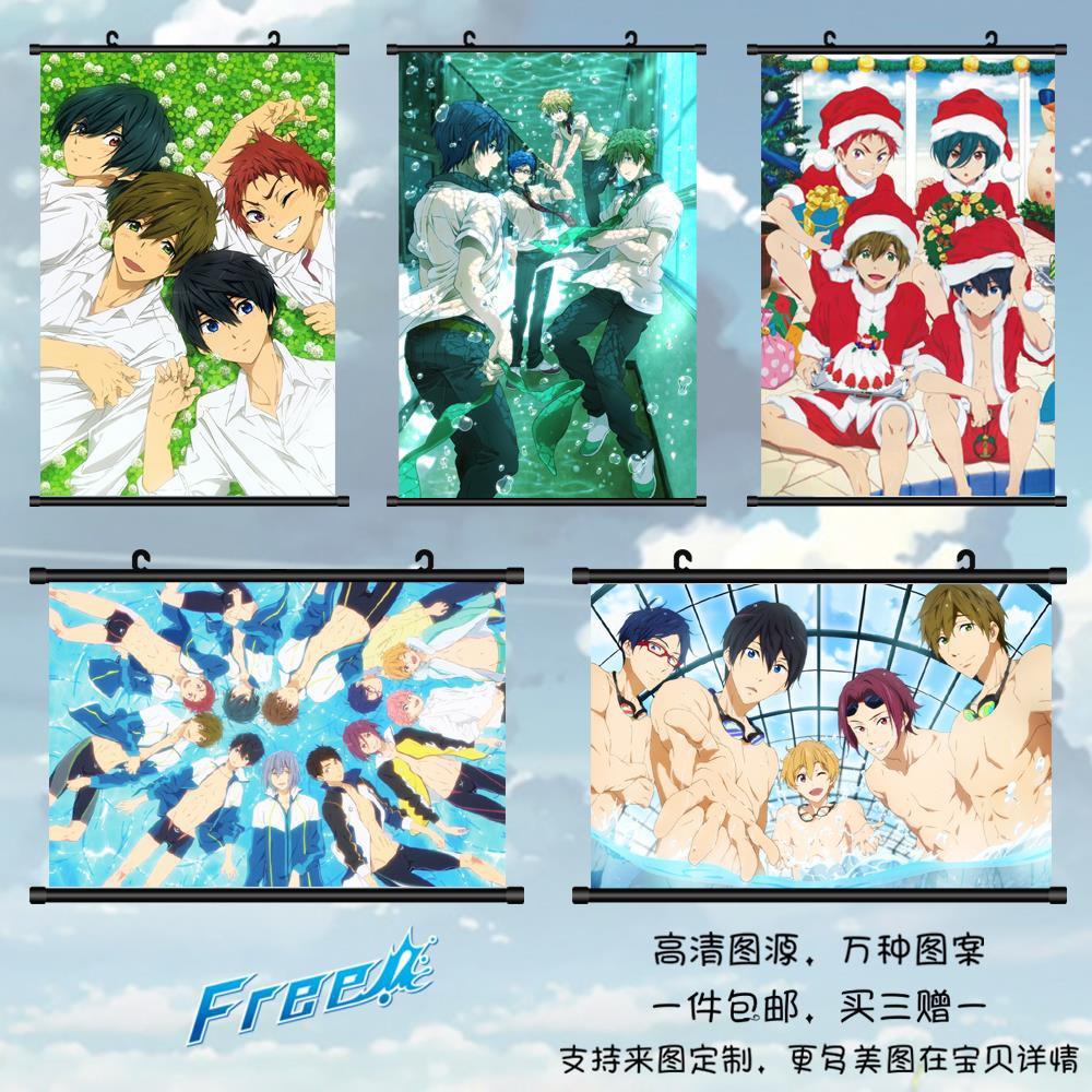 Free 男子游泳部基泳部七瀨遙橘真琴松岡凜葉月渚動漫掛畫海報 蝦皮購物