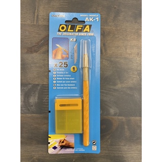 藝城美術~日本OLFA專業筆刀 AK-1 筆刀組合雕刻筆刀 等距刻線刀 切割刀 模型公仔刻線工具 紙雕筆刀尖銳角細工刀具