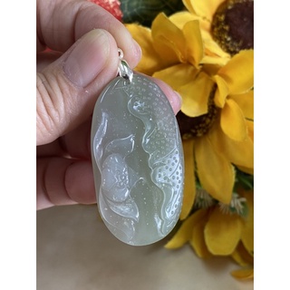 天然和田玉（附證書）蓮花玉墜，和闐玉項鍊