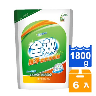 毛寶 全效強淨柔軟洗衣精-梔子花香 補充包 1800g (6包)/箱 【康鄰超市】